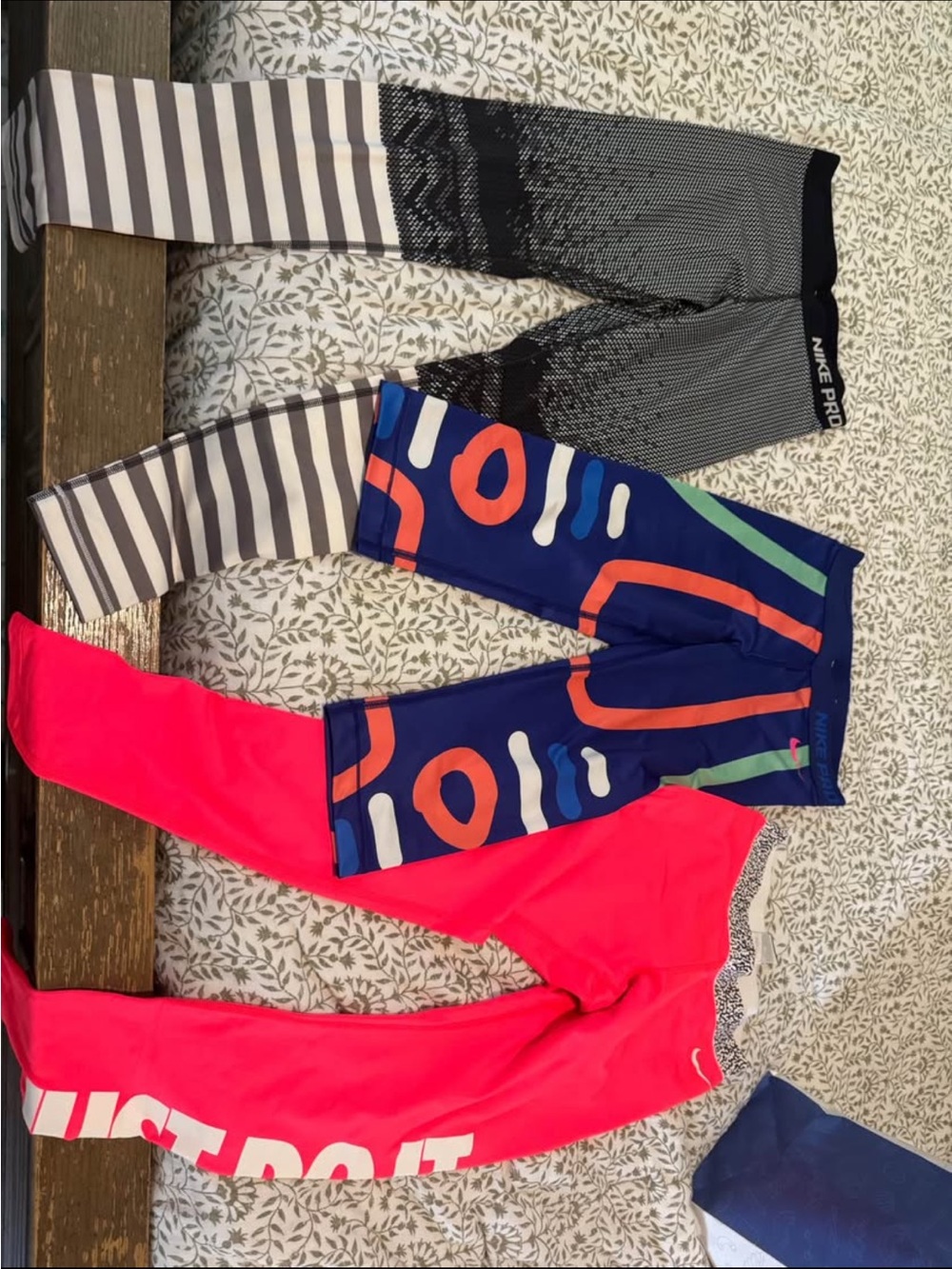 Nike Pink, Navy & Black Mixed-Print Athletic Leggings Trio